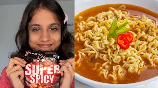 Nongshim Super Spicy Vegetarian Ramen Review  So Saute [upl. by Laeynad]