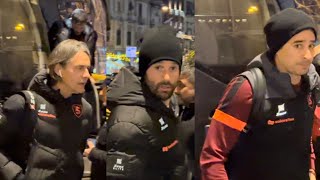 Salernitana arrivata a Napoli accoglienza glaciale per Candreva e compagni 🥶 [upl. by Aitnauq]