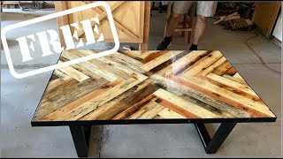 Turning Free Pallets Into A Table Pallet Wood Project [upl. by Benildis]