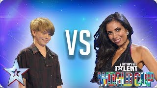 Ronan Parke vs Francine Lewis  Britains Got Talent World Cup 2018 [upl. by Chemar]