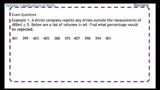 National 5 Applications of Maths Tolerance Exam Questions [upl. by Ylrebmik]