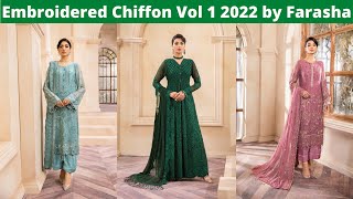 Embroidered Chiffon Vol 1 2022 by Farasha  Subscribe my channel [upl. by Smukler]