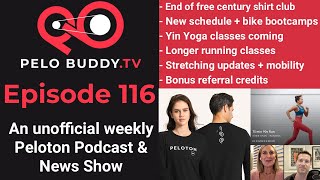 Pelo Buddy TV 116  New Peloton Class Schedule Longer Running Classes End of Free Century Shirts [upl. by Ecissej]