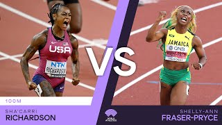 Richardson vs FraserPryce  World Athletics Championships Wins [upl. by Shulamith]