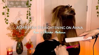 ASMR Real Person Hair Straightening Brushing amp Combing with Rain amp Thunder Ambiance for Sleep [upl. by Emelina]