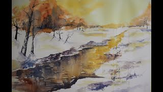 ❄️Winterlandschaft  Schnee malen mit Aquarell  how to paint winter landscape and snow [upl. by Fried]