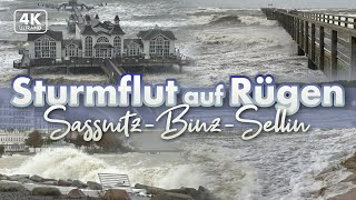 Sturmflut auf Rügen  201023 Sassnitz Binz Sellin [upl. by Blunk]