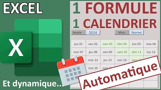 Calendrier automatique avec une seule formule Excel [upl. by Iznek]