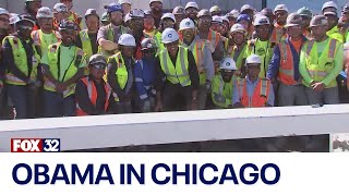 Obama in Chicago for presidential center milestone [upl. by Anyrak909]