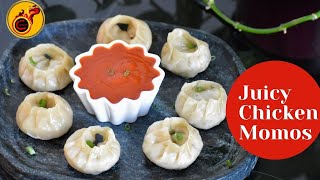 Juicy Chicken Momos amp Momos Red Chutney  Steamed Chicken Dumplings  Veenascurryworld Ep 1021 [upl. by Koloski]