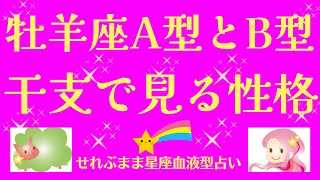 星座×血液型と干支で見る性格 牡羊座A型、B型編 星座占いと血液型占いでわかる 性格とあの人との相性 せれぶまま星座血液型占い [upl. by Loralyn70]