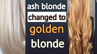 Ash blonde hair colour changed to beautiful golden blondeanil blue secrets [upl. by Enimajneb]