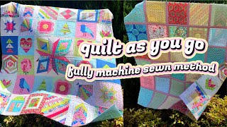 QUILT AS YOU GO Joining Our Stitch n Flip Blocks With my Easy Fully Machine Sewn QAYG Method [upl. by Erinna388]