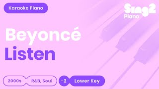 Beyoncé  Listen Lower Key Karaoke Piano [upl. by Gerhardine323]