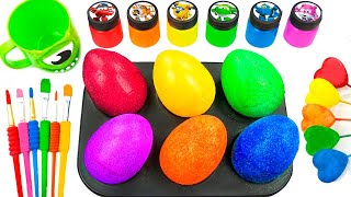 Satisfying Video Rainbow Mixing All Candy in Colors EGGS From Rainbow Hearts Glitter amp Cutting ASMR [upl. by Duer]