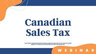 Canadian Sales Tax [upl. by Gamal712]