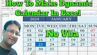 🔥How To Make Dynamic Calendar In Excel  🤗Dynamic Calendar No Vba  🤔Excel Me Dynamic Calenda [upl. by Preiser]