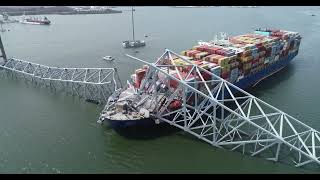 NTSB BRoll  Aerial Imagery of Francis Scott Key Bridge and Cargo Ship Dali [upl. by Asilem]