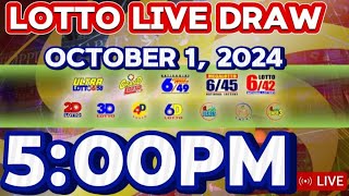 PCSO LOTTO 5PM DRAW RESULT TODAY OCTOBER 12024 [upl. by Merrie]