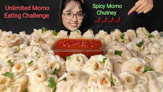 Eating Unlimited Momo Challenge with Spicy Chutney  Asmr Eating  Mukbang  Big Bites  Dumplings [upl. by Emma]