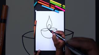 Diya 🪔 Drawing Easy  Happy Diwali Festival Drawing art shorts [upl. by Airdnat]