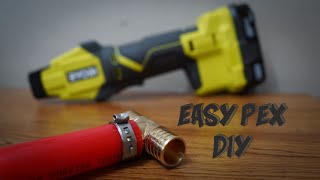 Pex Pipe Cut Crimp and Install DIY Ryobi P660 [upl. by Judsen102]