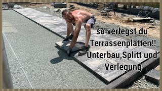 So verlegst du Terrassenplatten 5cm auf Splitt Schritt für Schritt erklärt [upl. by Elbam]