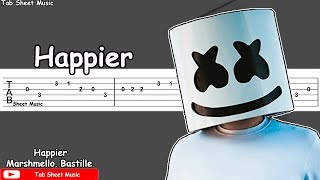 Marshmello ft Bastille  Happier Guitar Tutorial [upl. by Riorsson]