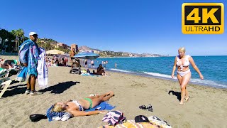 Malaga Spain Beach Walk in June 4K [upl. by Ainekahs]