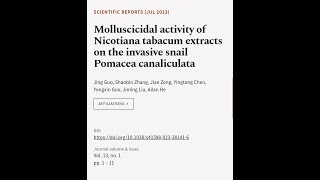 Molluscicidal activity of Nicotiana tabacum extracts on the invasive snail Pomacea ca  RTCLTV [upl. by Davide473]