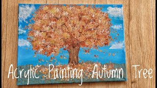 EASY AUTUMN TREE  Acrylic Painting [upl. by Hesper]