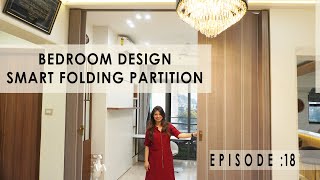 Ep18  Smart Furniture for Small Spaces  Sliding Room Divider and Room Partition Bedroom design [upl. by Leuqram]