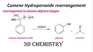 Cumene hydroperoxide rearrangement  rearrangement to electron deficient oxygen  3D Chemistry [upl. by Ervin760]