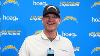 Jim Harbaugh provides key Chargers injury news in enthusiastic minicamp presser [upl. by Cnahc]