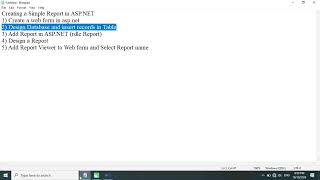 Creating a Simple Report in ASPNET [upl. by Bertero]