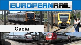 Comboios de Portugal Intercidades Alfa Pendular amp Suburbano Trains at Cacia  15 June 2017 [upl. by Ahsirkal934]