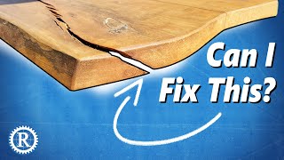 Fixing a HUGE crack in a live edge slab table [upl. by Engis234]