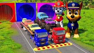 TRANSPORTING PIXAR CARS amp FRUITS WITH COLORED amp JOHN DEERE vs CLAAS vs TRACTORS  BeamNGdrive 962 [upl. by Nanoc]