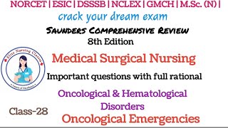 28 NCLEX Saunders 8th Edition oncological amp Hematological Disorders Oncological Emergencies [upl. by Mcarthur17]