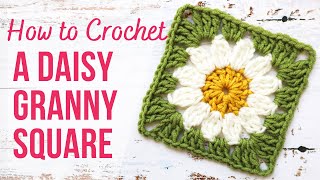 How to Crochet a Daisy Granny Square  Step by Step  US Terms [upl. by Ihel341]