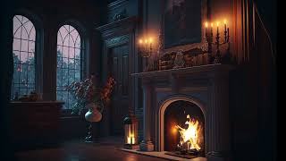 Victorian Ambience Rainy Dusk Cozy Crackling fireplace [upl. by Nocaed]