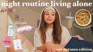 6pm COZY NIGHT ROUTINE LIVING ALONE cooking soup working out skincare grwm  autumn shopping 🍂 [upl. by Acire]