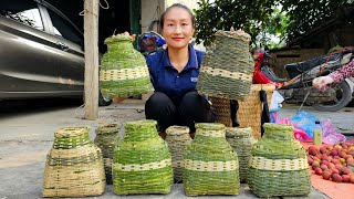 FULL VIDEO Bamboo basket weaving process  Harvest banana litchi fruit goes to market sell [upl. by Noach]