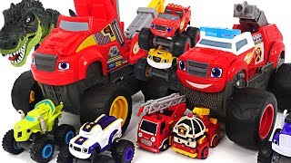 Blaze and the Monster Machines Transforming Fire Truck Defeat the dinosaurs DuDuPopTOY [upl. by Bernetta]