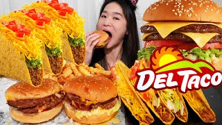 DEL TACO CHEESEBURGERS Double Bacon Cheeseburger amp Crunchy Tacos  Mukbang w ASMR Eating [upl. by Eulalia710]