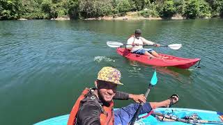 PESCA EN KAYAK con caña de PESCAR y con cordeles en la PRESA de RINCON la vega republica dominicana [upl. by Schnorr]