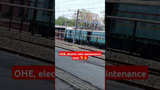 indian railway ohe  electric wire maintenance work how to railtrack electric wire repair shorts [upl. by Adriana]