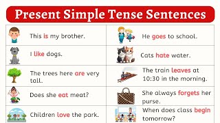 Tenses Present Simple Tense Example Sentences with Pictures Simple Present Tense Listen amp Practice [upl. by Dekeles539]