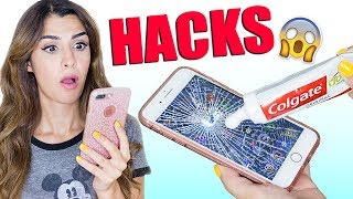 VIRALE LIFE HACKS 😱 WAS PASSIERT WENN MAN ZAHNPASTA AUFS HANDY SCHMIERT LIVE TEST I KINDOFROSY [upl. by Fredel]