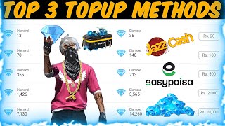 TOP 3 TOPUP METHODS IN FREE FIRE  FREE FIRE BEST TOPUP METHOD  HOW TO TOPUP DIAMONDS IN FREE FIRE [upl. by Temhem]